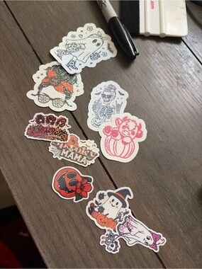 Halloween Ghost & Pumpkin Small Sticker Set - White and Pink